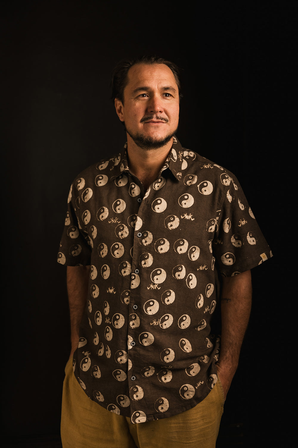 Brown Yin Yang Collared Shirt