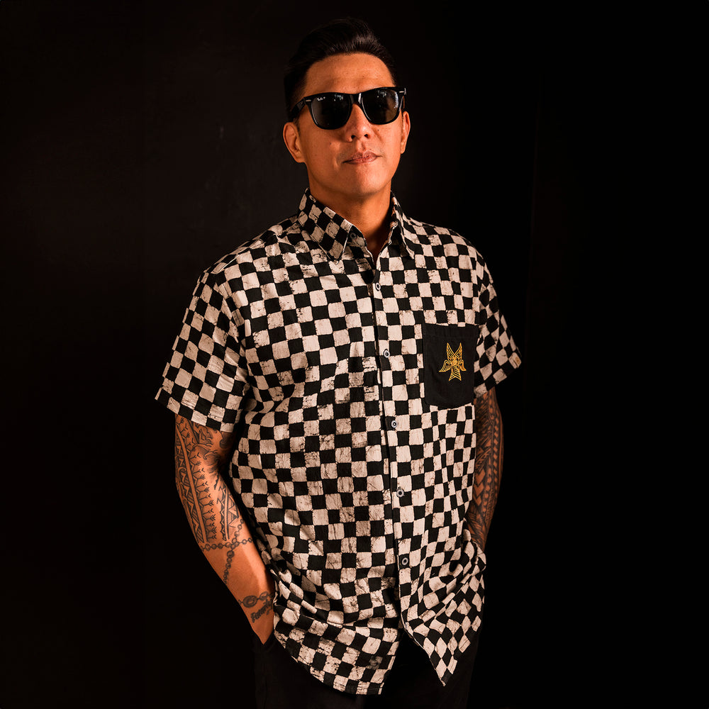 Black Checkers Collared Shirt