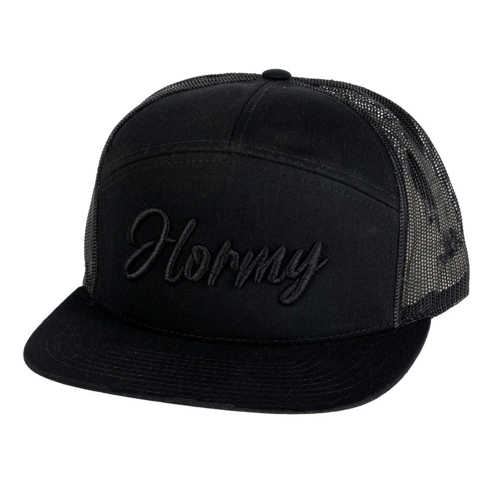 Black Black 5 Panel Snapback Hat