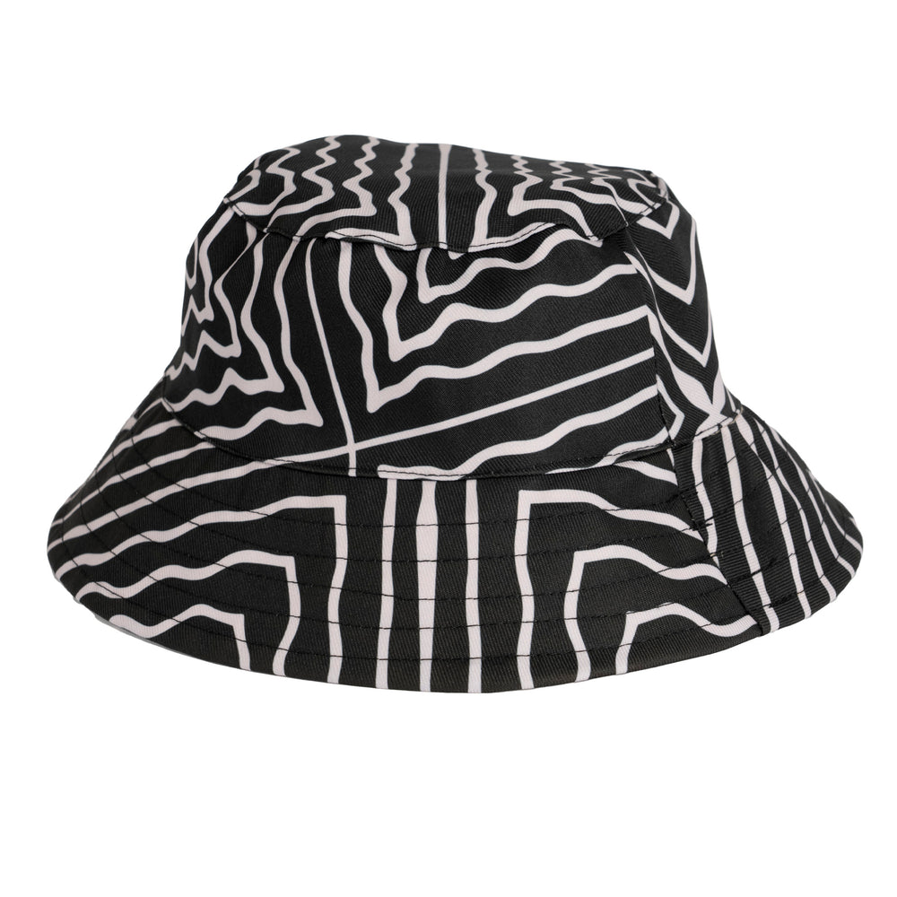 Black waves reversible sublimated bucket hat