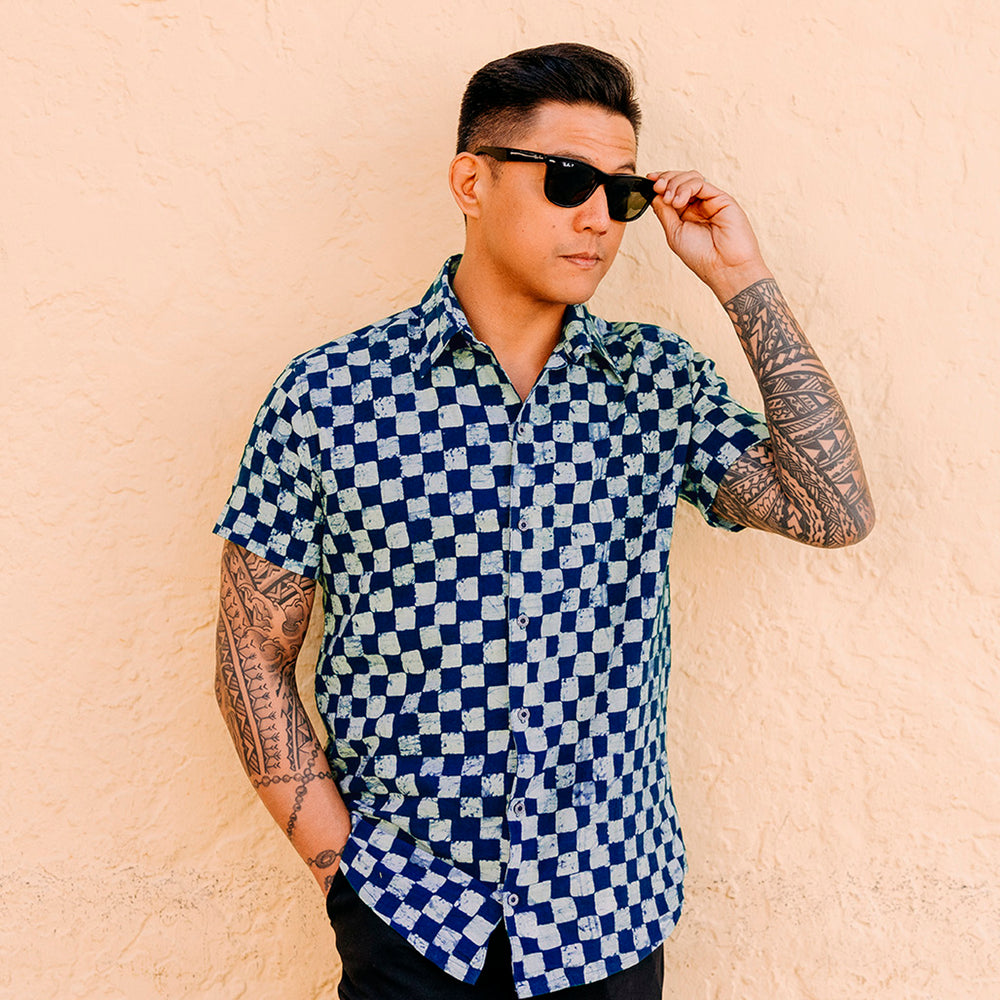 Blue Checkers Collared Shirt