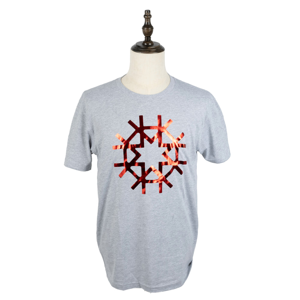 Heather Gray Red Foil Shirt 100% Cotton Tee