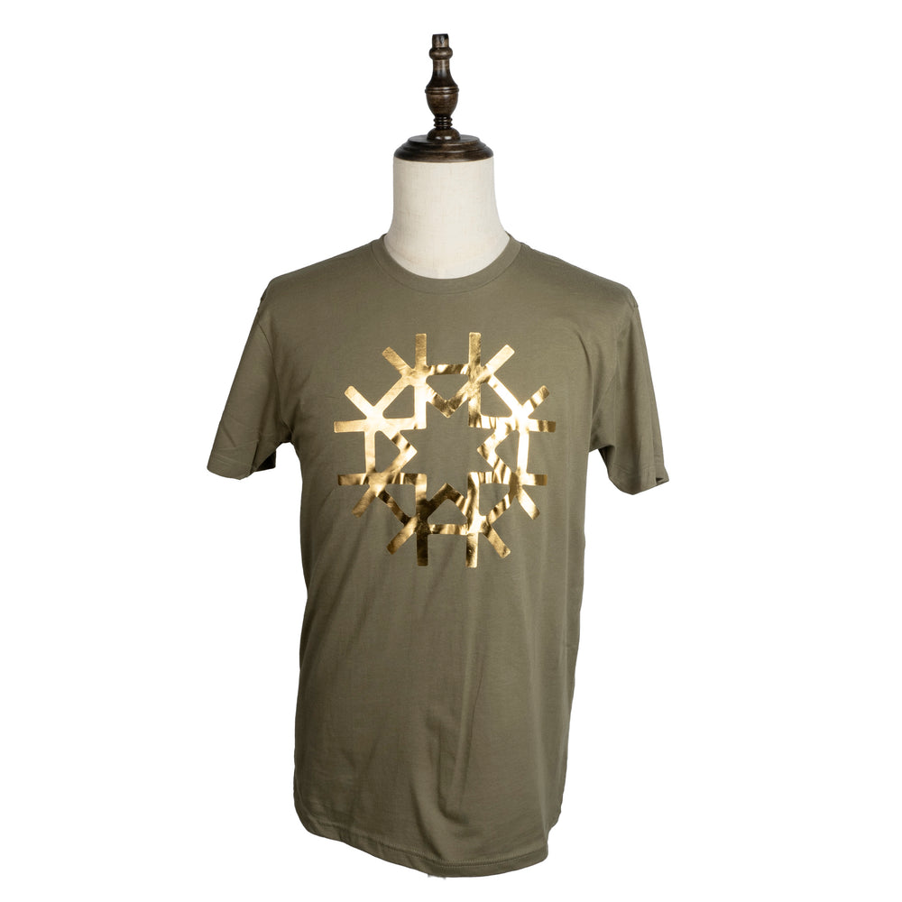 Olive Gold Foil Shirt 100% Cotton Tee