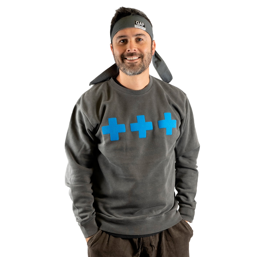 Crew Neck SweatshirtGray with Blue crux