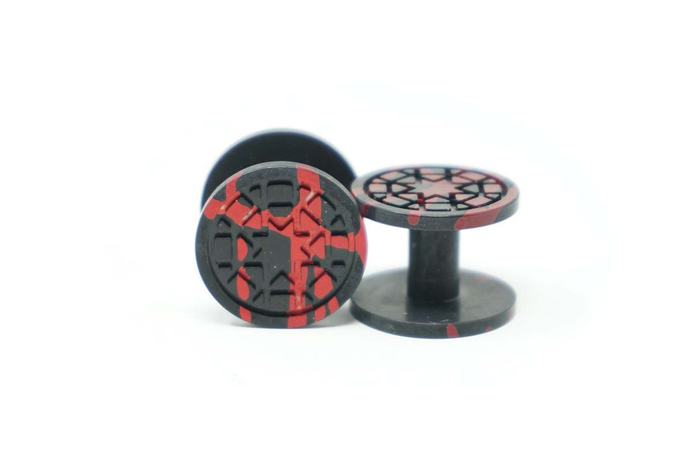 black/red splash Pro Flex Plugs/Cufflinks