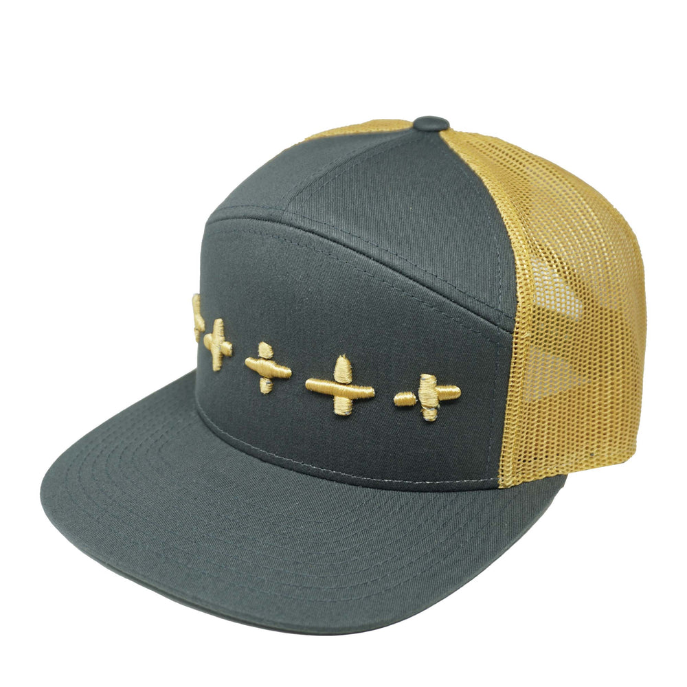 Gray Gold Crux 5 Panel Snapback Hat