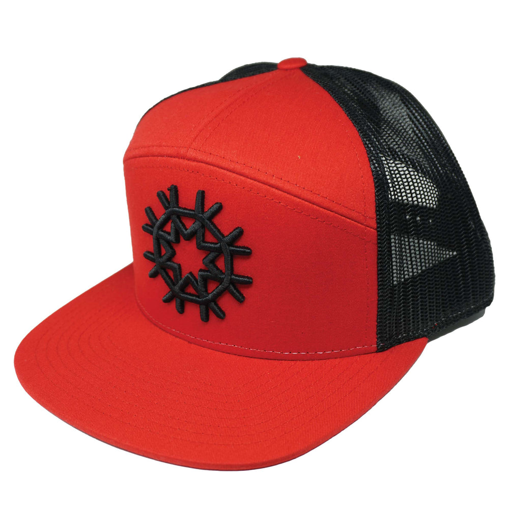 Red Black Star 5 Panel Snapback Hat